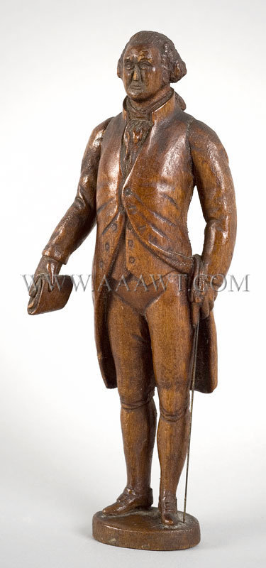 Antique Carving, George Washington Figure, angle view
